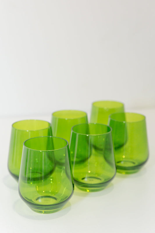 ESTELLE COLORED WINE STEMLESS - SET OF 6 {FOREST GREEN}