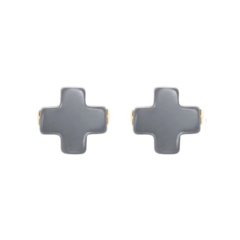Signature Cross Studs - Charcoal