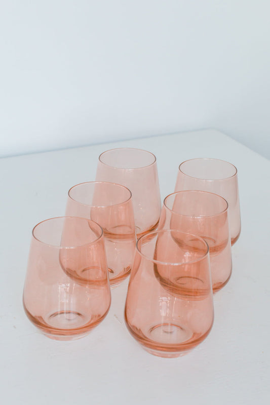 ESTELLE COLORED WINE STEMLESS - SET OF 6 {BLUSH PINK}