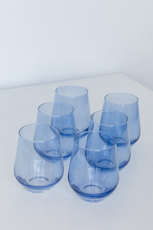 ESTELLE COLORED WINE STEMLESS - SET OF 6 {COBALT BLUE}