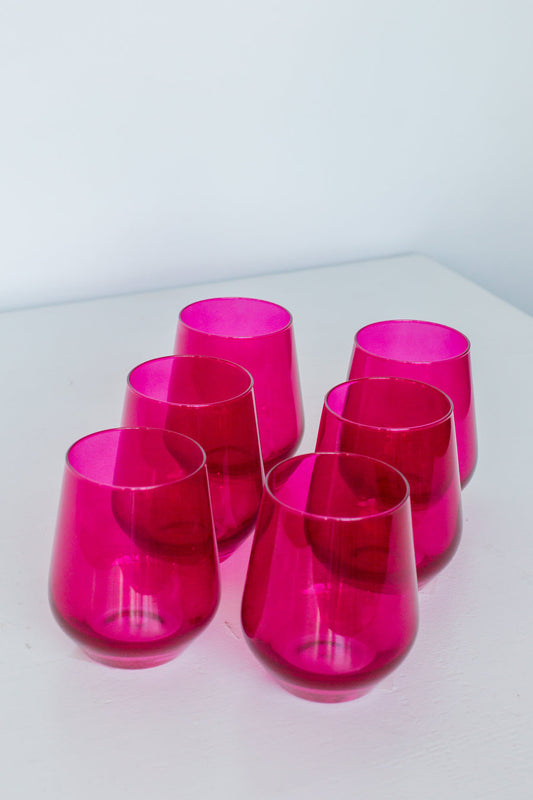 ESTELLE COLORED WINE STEMLESS - SET OF 6 {FUCHSIA}