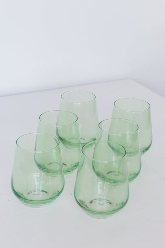 ESTELLE COLORED WINE STEMLESS - SET OF 6 {MINT GREEN}