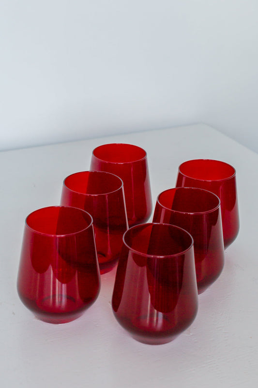 ESTELLE COLORED WINE STEMLESS - SET OF 6 {RED}