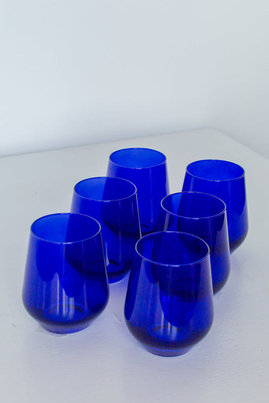 ESTELLE COLORED WINE STEMLESS - SET OF 6 {ROYAL BLUE}