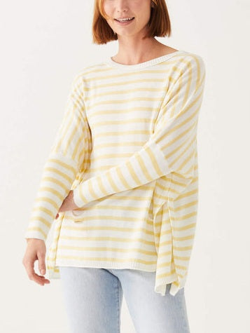 Catalina Stripe Sweater - White/Limoncello