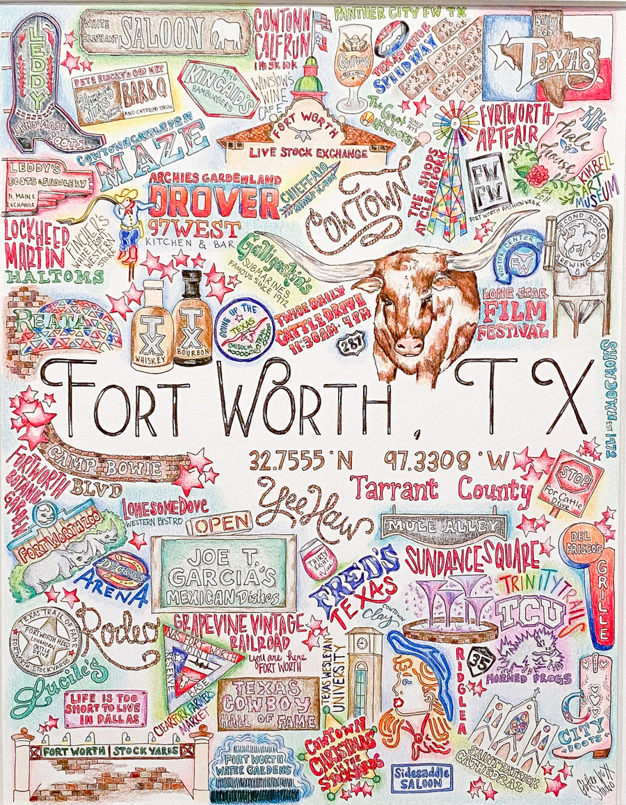  Funky Town Fort Worth Texas Script Design Studio Funky Town  Fort Worth TX Script Design Throw Pillow, 16x16, Multicolor : Home & Kitchen