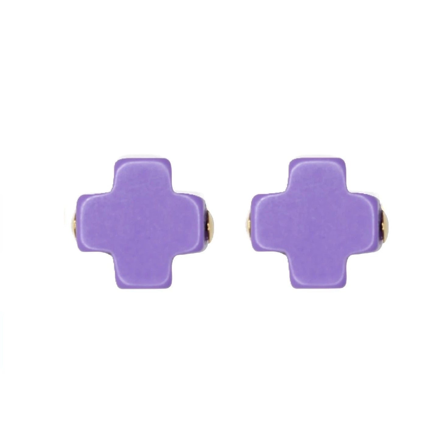 Signature Cross Studs - Purple