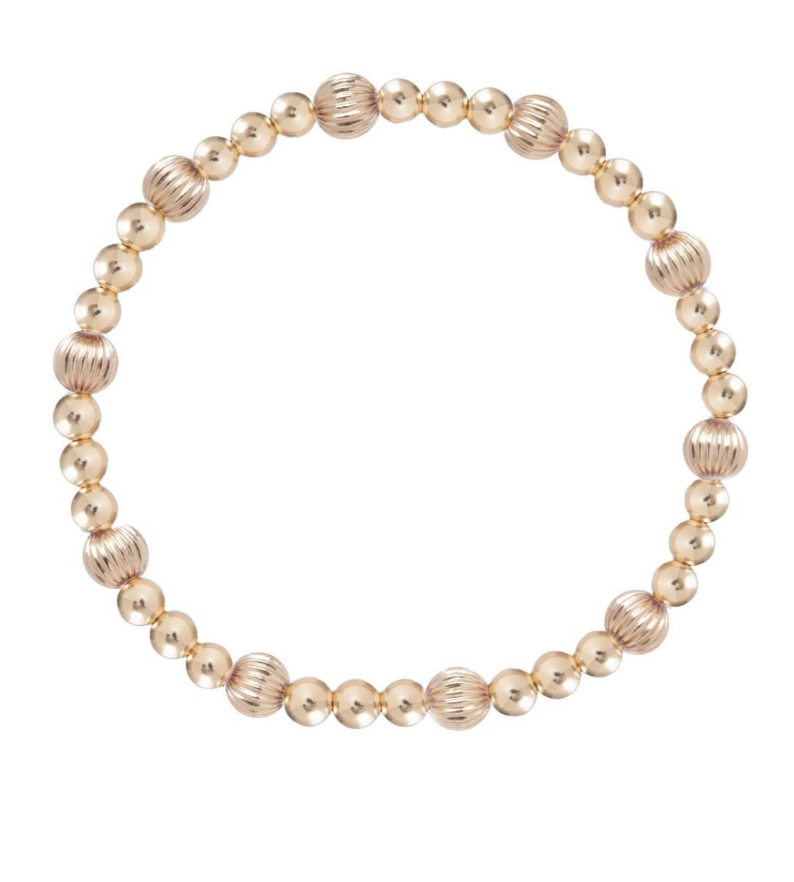 eNewton - Dignity Sincerity Pattern 6mm Bead Bracelet - Gold