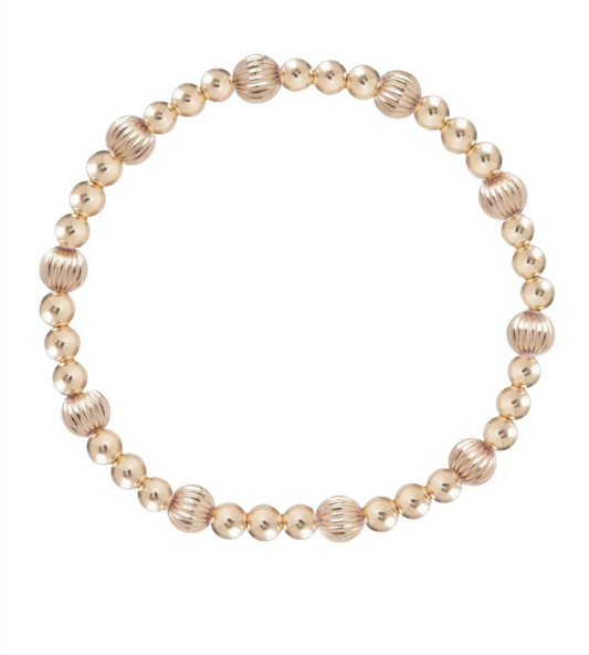 Extends - Dignity Sincerity Pattern 6mm Bead Bracelet - Gold