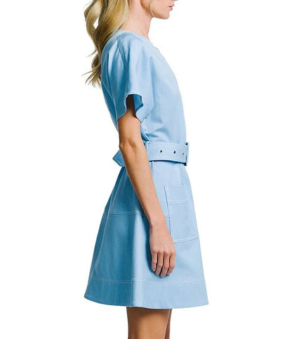 Polly Patch Pocket Denim Mini Dress - Light Blue