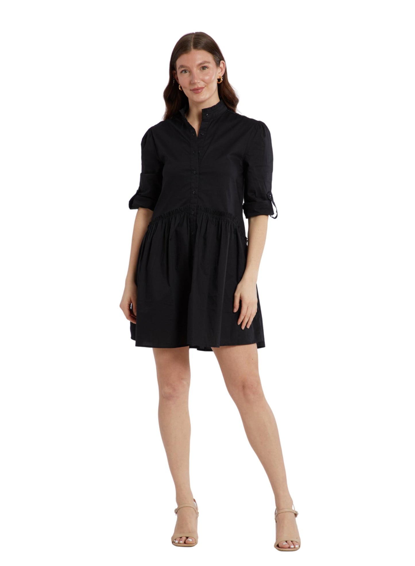 TAYLOR TILLMAN - Cammie Ruffle Shirt Dress - Black