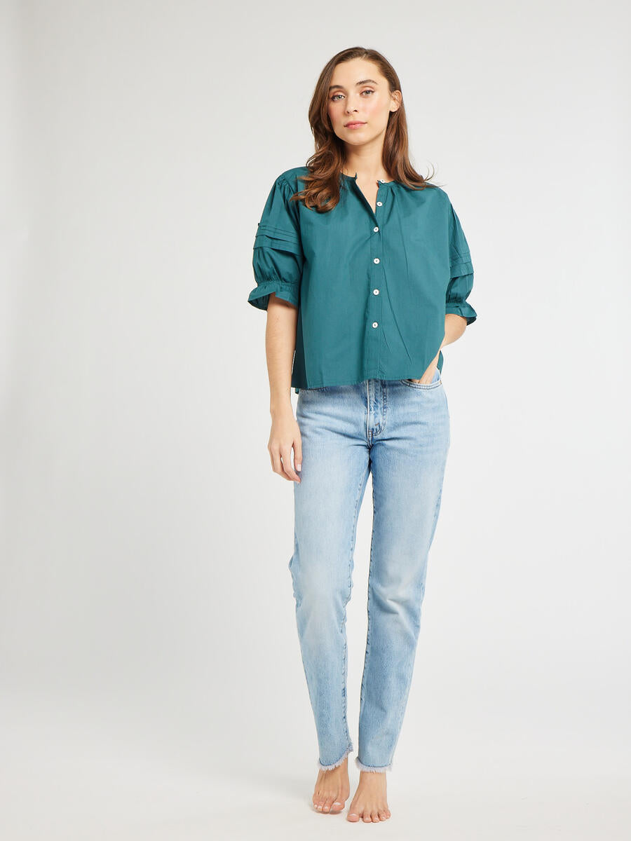 MILLE - Fayette Top - Emerald Poplin