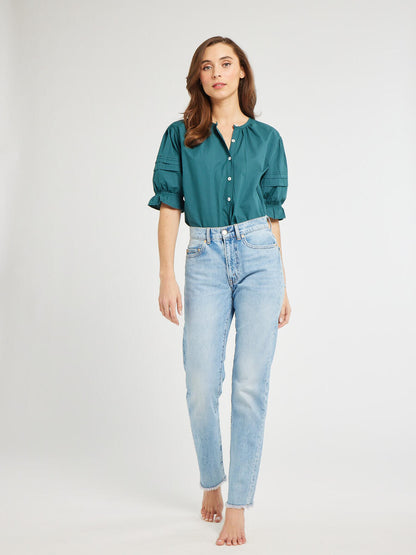 MILLE - Fayette Top - Emerald Poplin