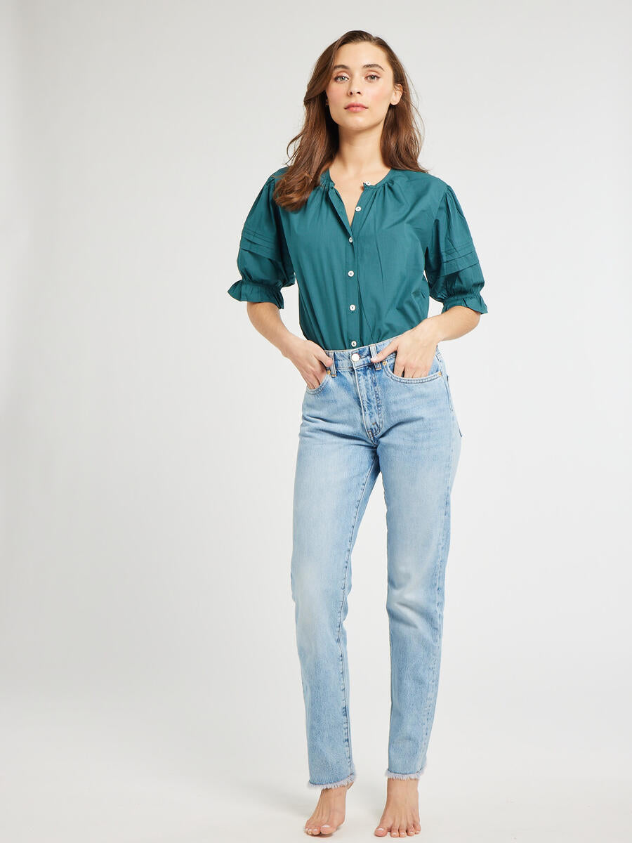 MILLE - Fayette Top - Emerald Poplin