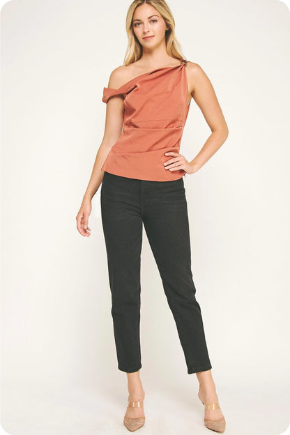 Asymmetric Twisted Bead Top - Terracotta