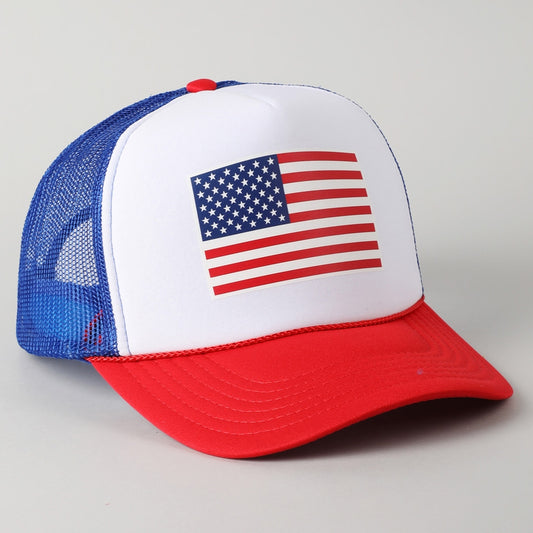 USA Flag High Quality Logo Print Foam Trucker Hat