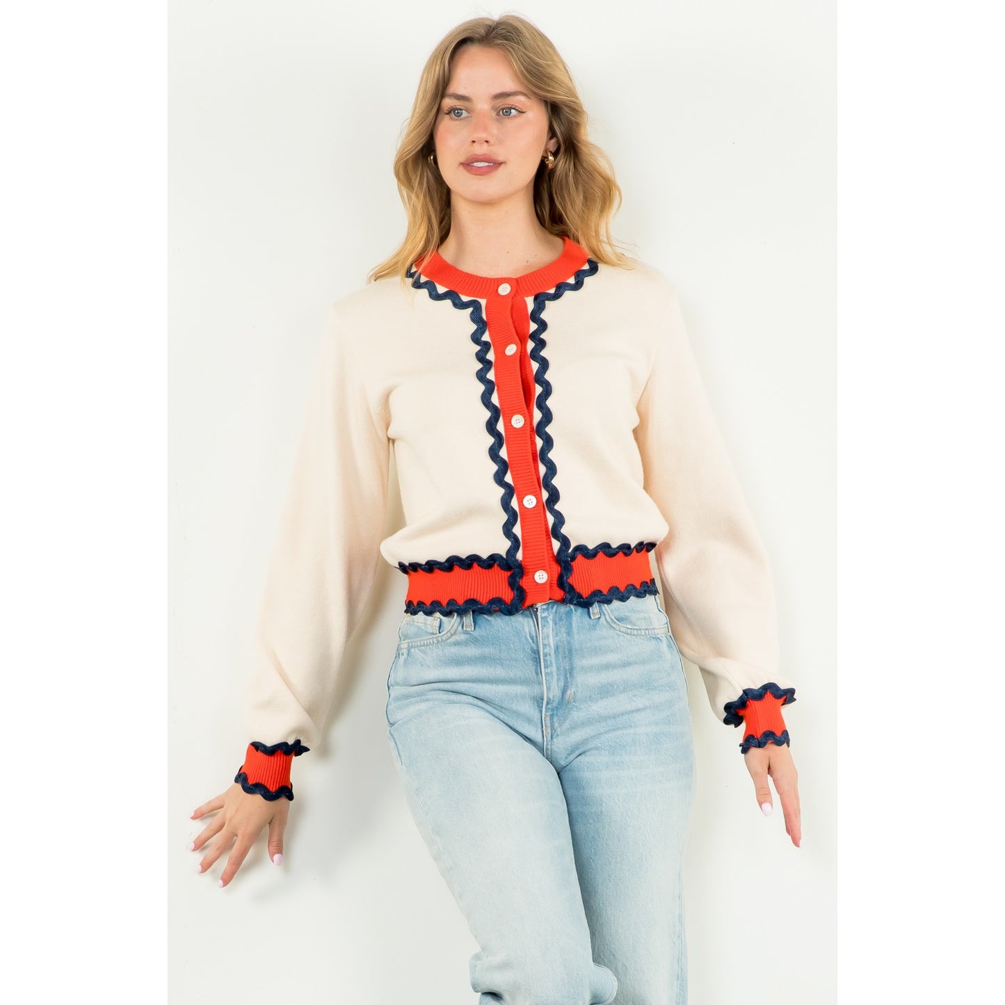 THML - Button Up Knit Cardigan - Cream