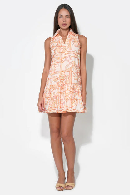 Gemma Embroidery Mini Shirt Dress - Light Orange