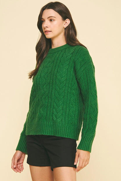 Cable Knit Sweater - Green