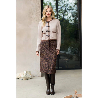 Toggle Button Knit Cardigan - Brown