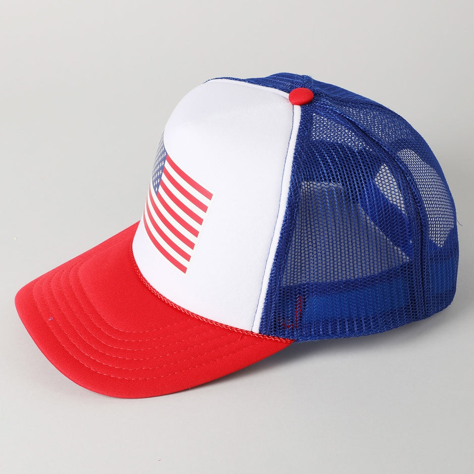 USA Flag High Quality Logo Print Foam Trucker Hat