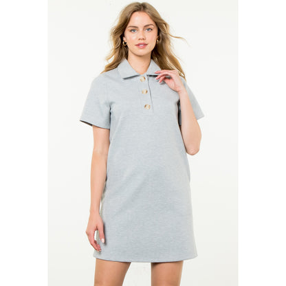 THML - Short Sleeve Midi Dress - Gray