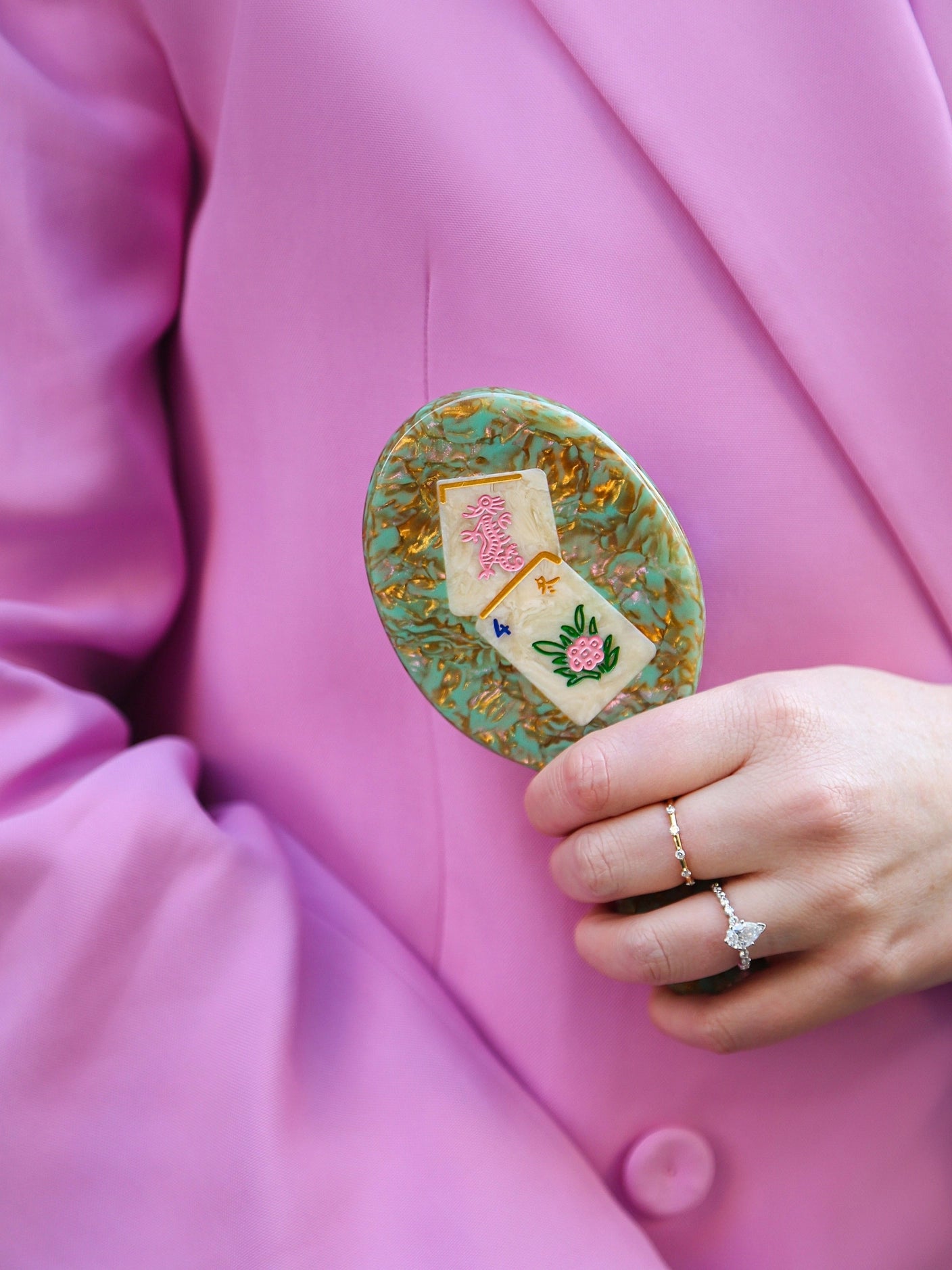 Hand-Painted Flower Mahjong Handbag Hero Brush | Eco-Friendly