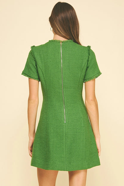 Tweed Mini Dress - Green