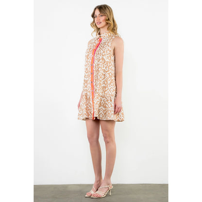 THML - Sleeveless Print Dress - Beige