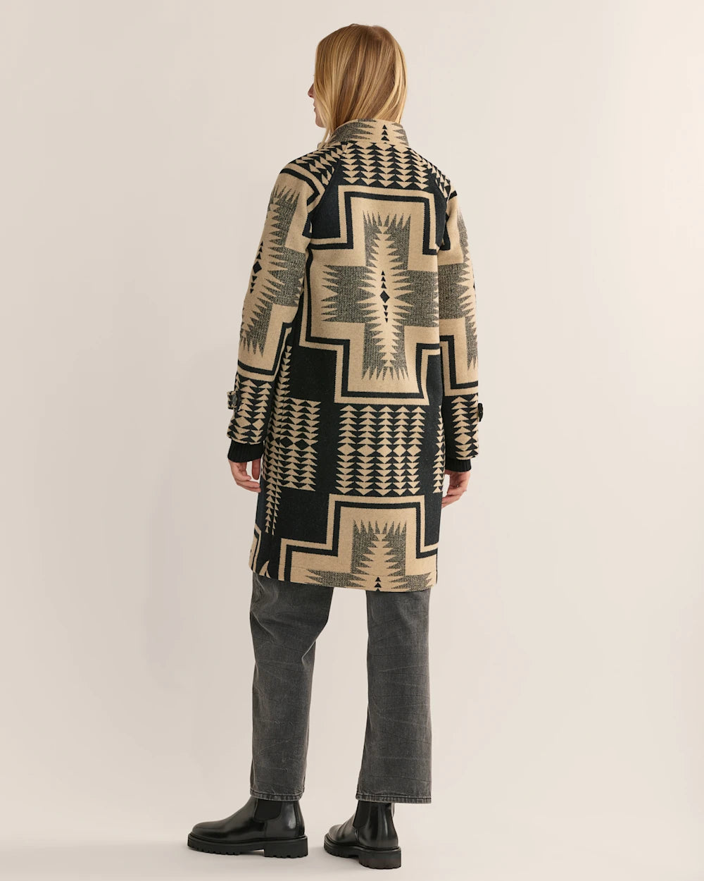 PENDLETON - Women's Timberline Wool Coat - Black / Tan Harding