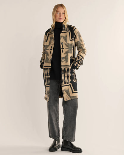 PENDLETON - Women's Timberline Wool Coat - Black / Tan Harding