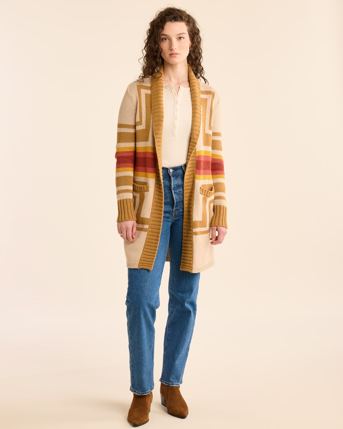 PENDLETON - Harding Open Front Cardigan - Sandshell Multi