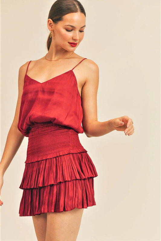 Silky Amore Skirt - Deep Red
