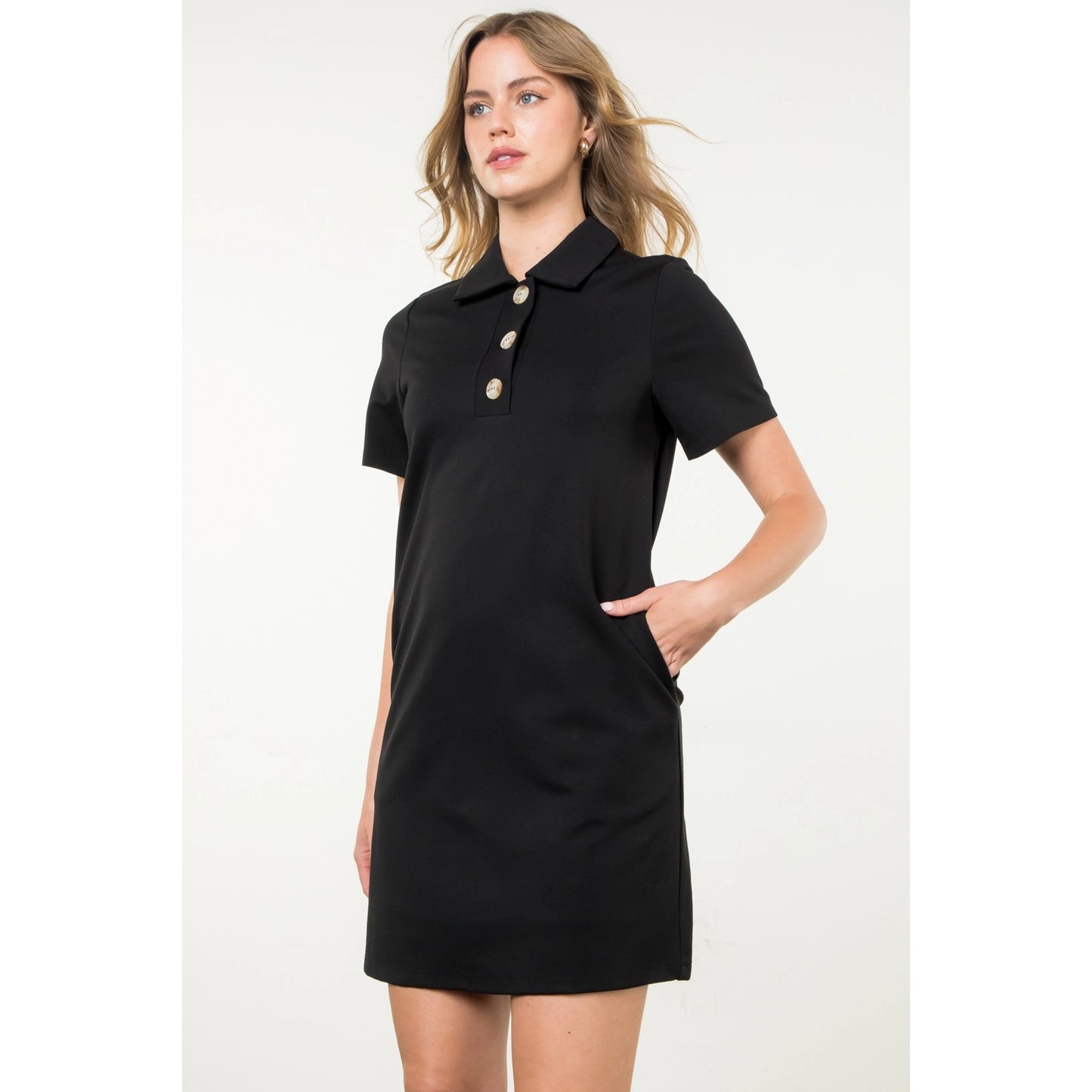 THML - Short Sleeve Midi Dress - Black