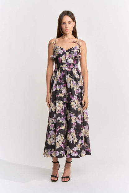 Katie Midi Dress - Black Multi