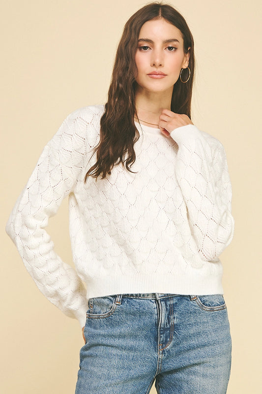 Textured Knit Sweater - Ivory