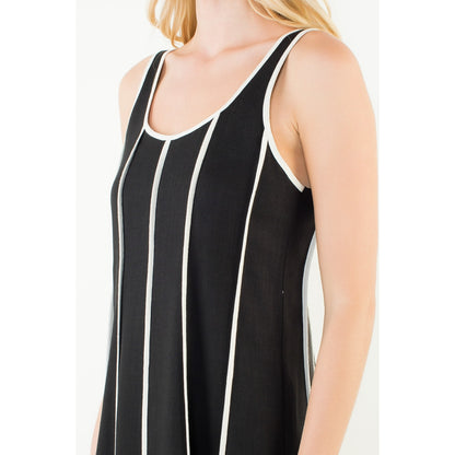 Sleeveless Striped Dress - Black - Spinout
