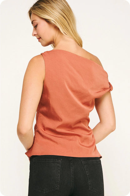 Asymmetric Twisted Bead Top - Terracotta