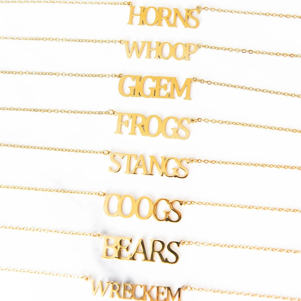 Texas Collegiate Nameplate Necklace - WRECKEM