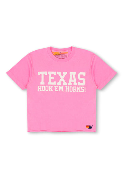 Aviator Nation - University of Texas Bolt Hookem Boyfriend Tee - Neon Pink