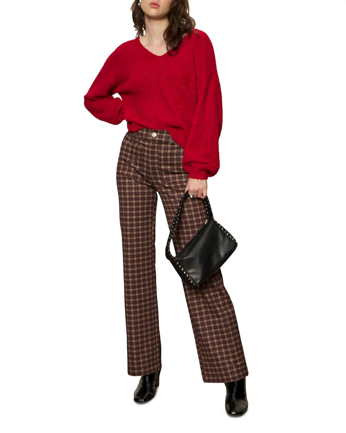 Teddy V Neck Sweater - Cherry Lacquer