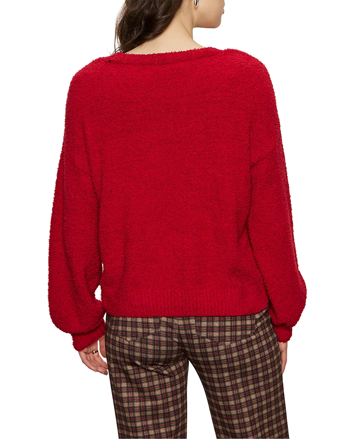 Teddy V Neck Sweater - Cherry Lacquer