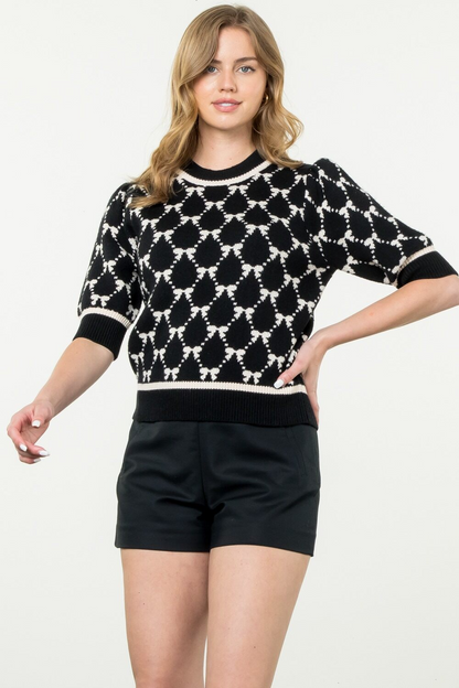 THML - Short Sleeve Knit Top - Black