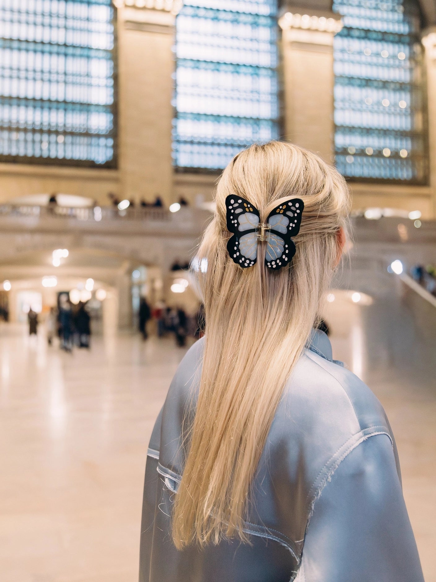 Hand-Painted Monarch Butterfly Claw Hair Clip | Eco-Friendly | Baby Blue