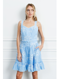 Veronica Embroidered Belted Mini Dress