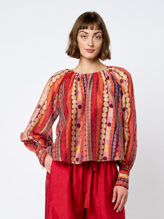 Rileigh Striped Blouse - Red Multi