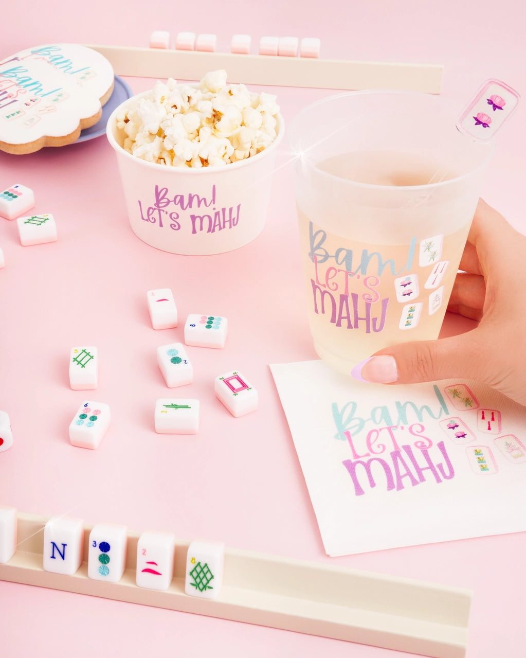 Bam Let's Mahj Mahjong Paper Snack Cup | Set of 10, 8 oz