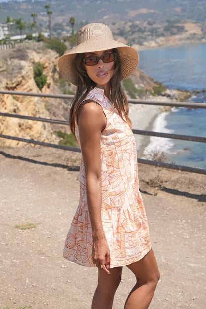 Gemma Embroidery Mini Shirt Dress - Light Orange