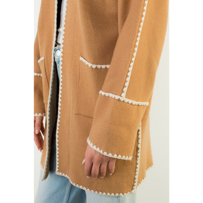 Long Sleeve Midi Cardigan - Caramel