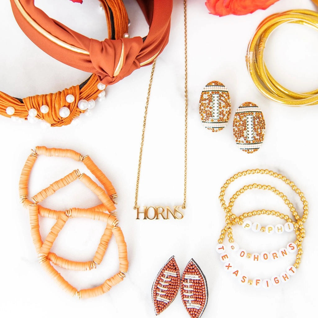 Texas Collegiate Nameplate Necklace - HORNS